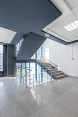 stairs emergency and evacuation exit stair in up ladder in a new office building