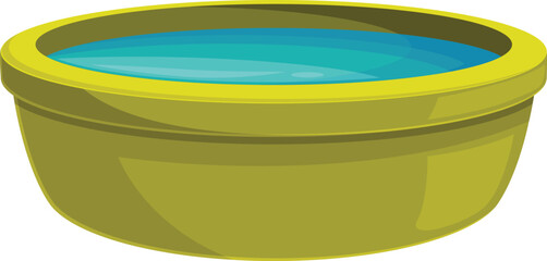 Large yellow basin containing water, suitable for various purposes like drinking for animals or bathing