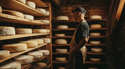 Artisan Cheese Maker in Traditional Aging Room