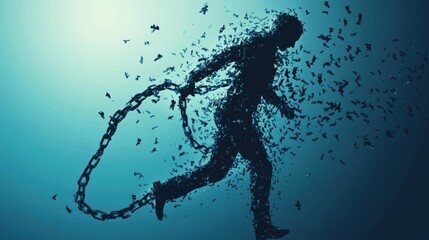 image of a person breaking chains, advocating for mental health, and dispelling stigma concept banner