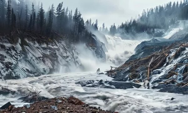 Landslide blocking river flow, Video