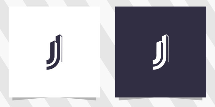 letter j with building logo design vector