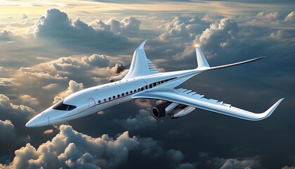 Futuristic Airliner Soaring Through a Vibrant Sky with Innovative Design and Advanced Technology