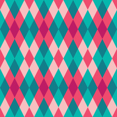 Christmas elegant abstract geometric background of colorful rhombuses. Checkered ornament. Pattern, texture for wallpaper, wrapping paper, packaging, textile, fabric.