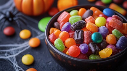 Closeup of Halloween colorful candies 