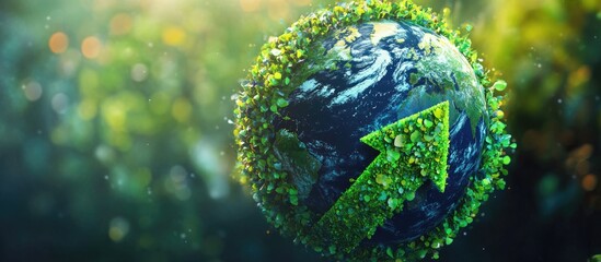 Earth with a downward arrow symbolizing environmental awareness and the importance of sustainability
