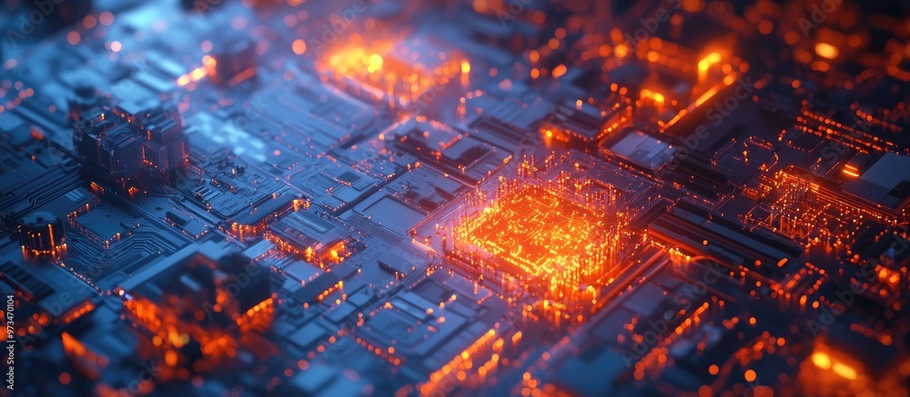 Poster abstract background showcasing digital technology with a focus on artificial intelligence and machin