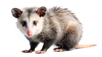 angry screaming opossum isolated on the white background