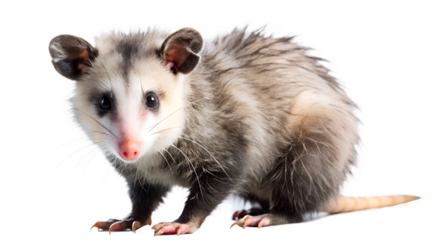 angry screaming opossum isolated on the white background