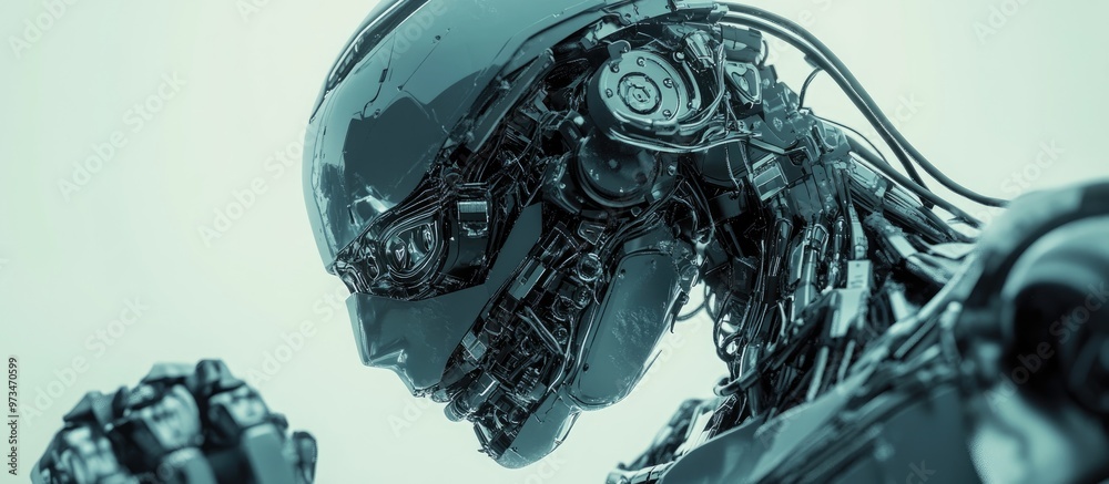 Poster conceptual illustration of an artificial intelligence robot with a 3d design