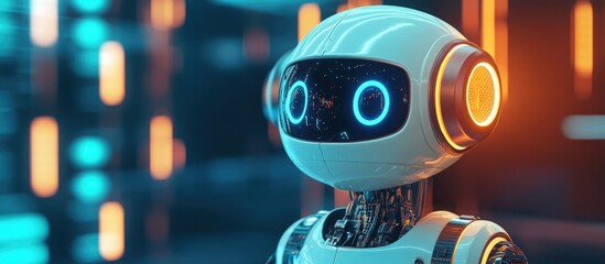 3D rendering of a robotic speaker utilizing a microphone for public presentation