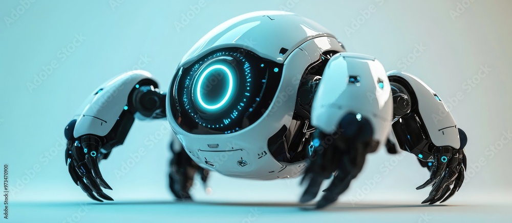 Poster 3d rendering of a smart robotic bot moving in reverse