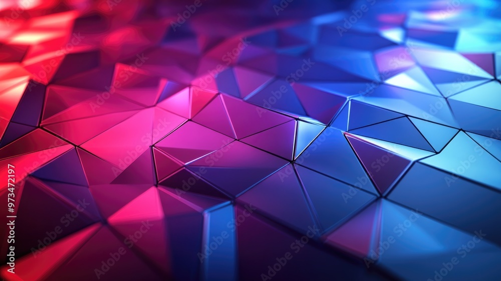 Poster 3d low poly abstract geometric backdrop featuring modern gradient hues a surface with blue red and v