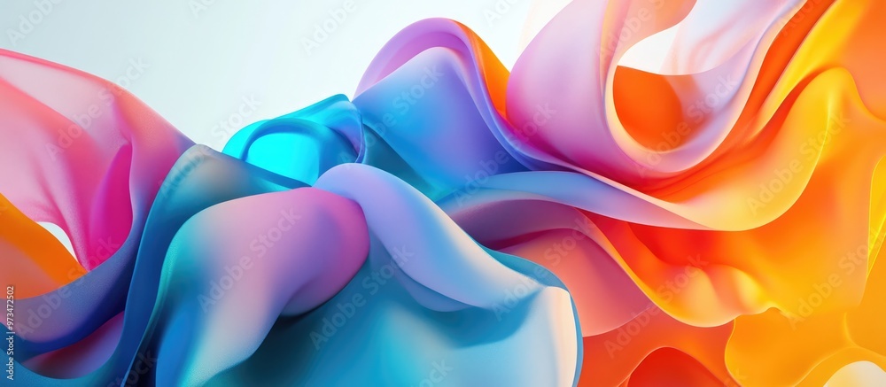Poster vibrant abstraction of colorful shapes merging together creating a visually captivating design that 