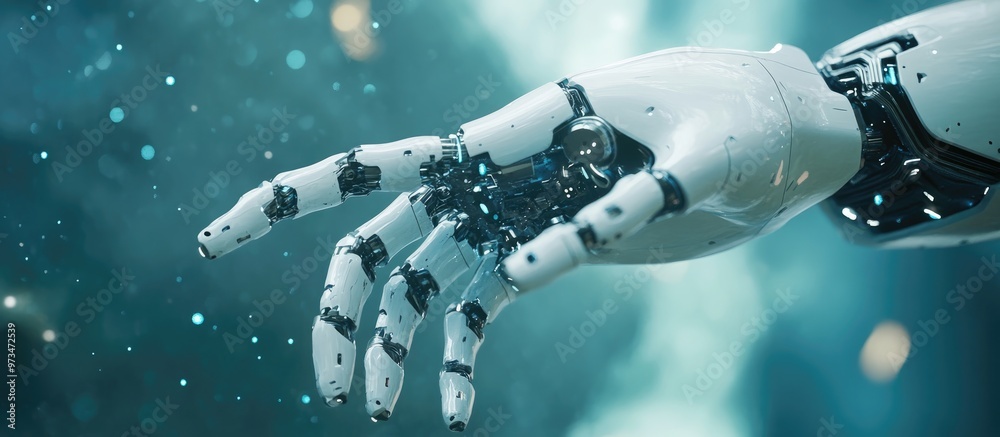 Poster 3d rendering of robotics integrated with artificial intelligence concepts