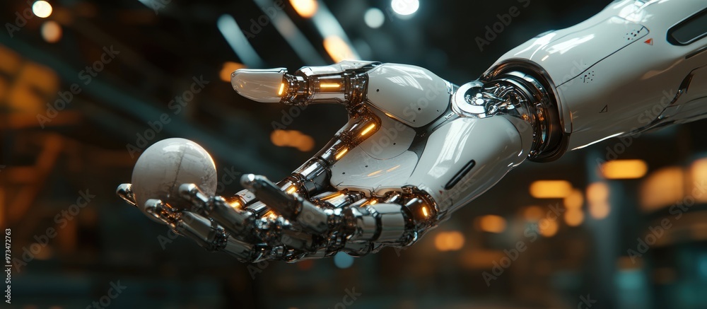 Poster 3d rendering of a robotic hand gripping and releasing an object