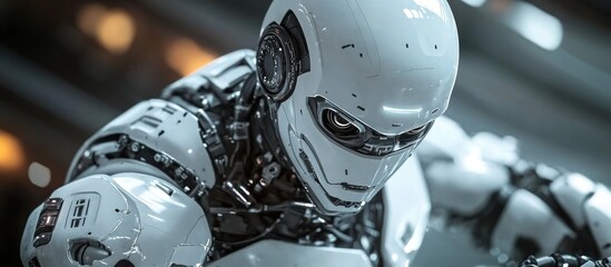 Fototapeta premium Cyborg prepared for action 3D rendering