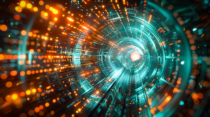 Fototapeta premium Streaming Lights in Futuristic Tunnel Scene