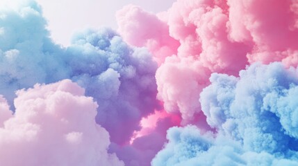 Fototapeta premium Pink and blue clouds with tags linked against a white backdrop