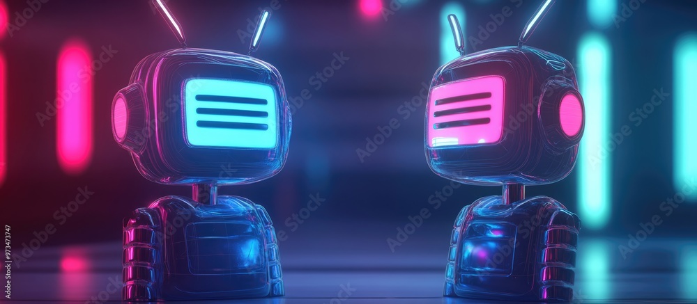 Poster digital chatting artificial intelligence chatbot concept ai driven conversation assistant and roboti