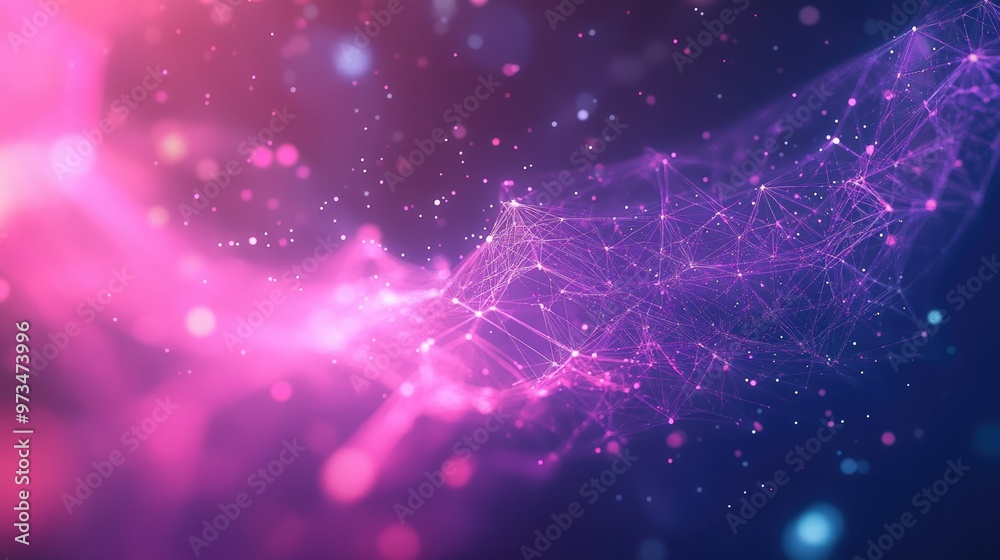 Poster abstract polygonal space on a vibrant background featuring interconnecting dots and lines plexus str