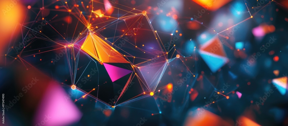 Aufkleber futuristic abstract concept featuring colorful polygonal shapes emphasizing big data quantum cryptog