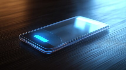 Proximity or RFID card for security control and access displayed on a dark wooden table