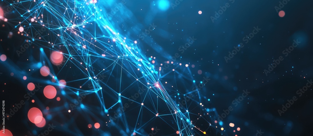 Aufkleber abstract illustration of data technology featuring a low poly design with connecting dots and lines 