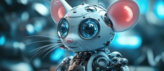 Charming digital artwork of a cheerful robot mouse