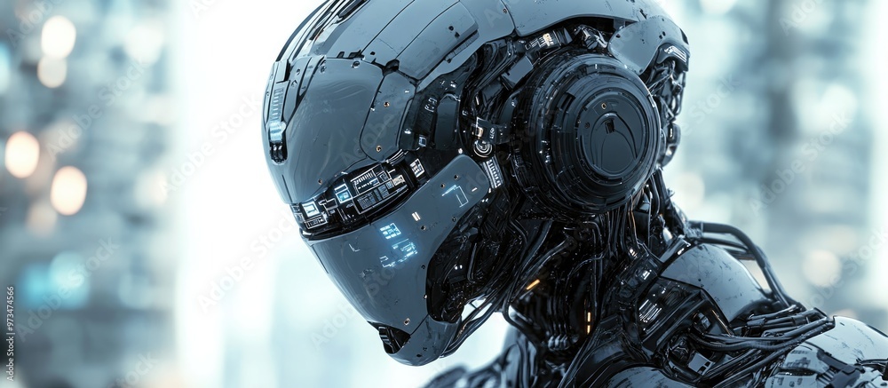 Poster 3d rendering of a robot symbolizing advanced artificial intelligence technology