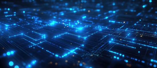 Obraz premium Abstract blue background featuring glowing lines related to data technology