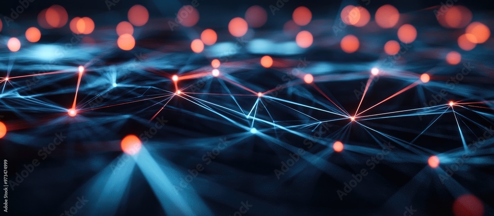 Poster abstract digital concept of neural networks showcasing cyber technologies and data security through 