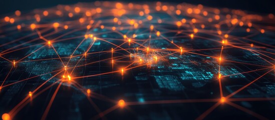 Network of global communication Business connections Internet of Things IoT concept