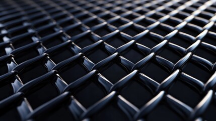 Obraz premium Detailed view of a black metal grille from a protective fence