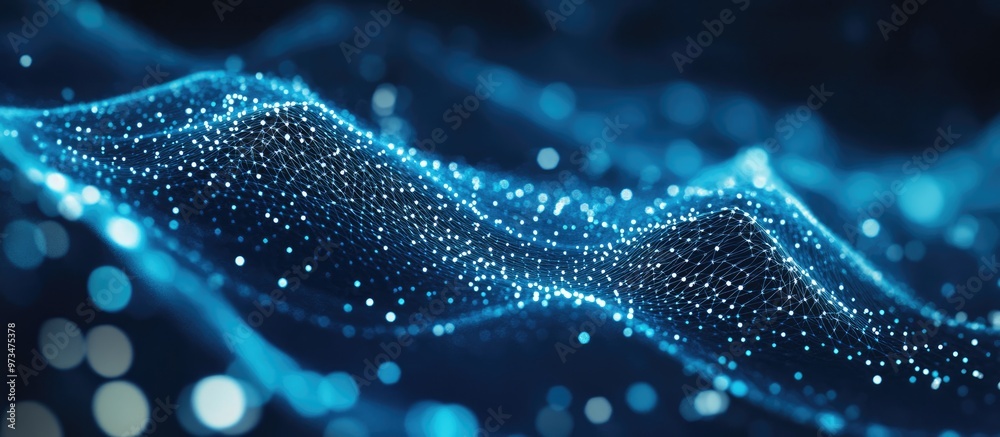 Aufkleber abstract blue polygonal technology network with connecting elements texture featuring dots and lines