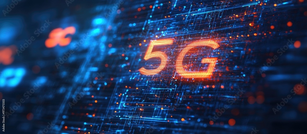 Poster 3d rendering of a 5g network and connection concept