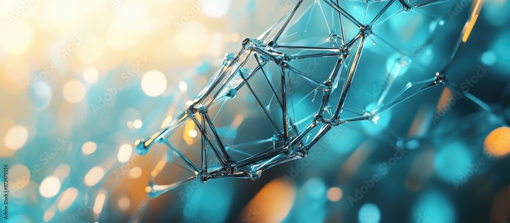 Poster futuristic glass microstructure showcasing sci fi technology abstract 3d rendering with depth of fie