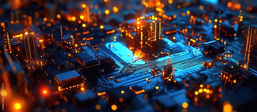 Poster cpu engineering and modern technology computer communications enhanced by light effects big data cen