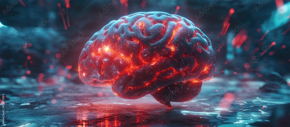 Poster ai and deep learning in creativity showcase a brain symbolizing innovation with a futuristic design 