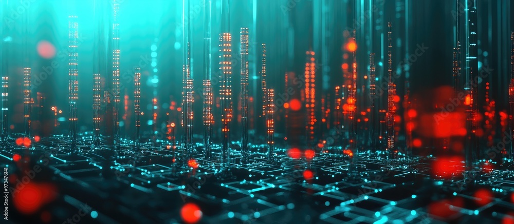 Poster interaction within an artificial intelligence ecosystem featuring the process of digital data loadin