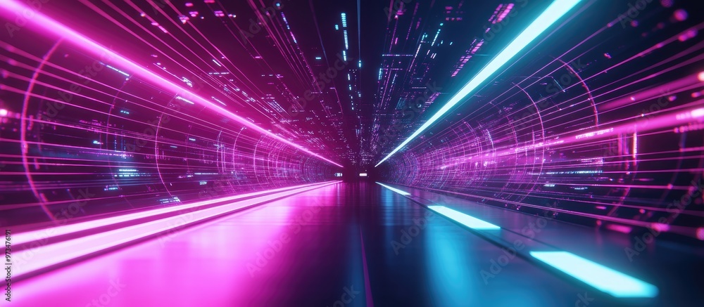 Poster abstract futuristic technology background featuring network lines big data data centers and internet