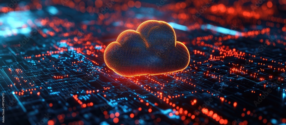 Poster concept of cloud computing and big data showcasing digital data network connectivity and futuristic 