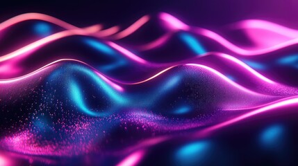 Fototapeta premium Abstract 3D render of a fluid holographic neon wave in motion against a dark background Gradient design element suitable for banners wallpapers and covers