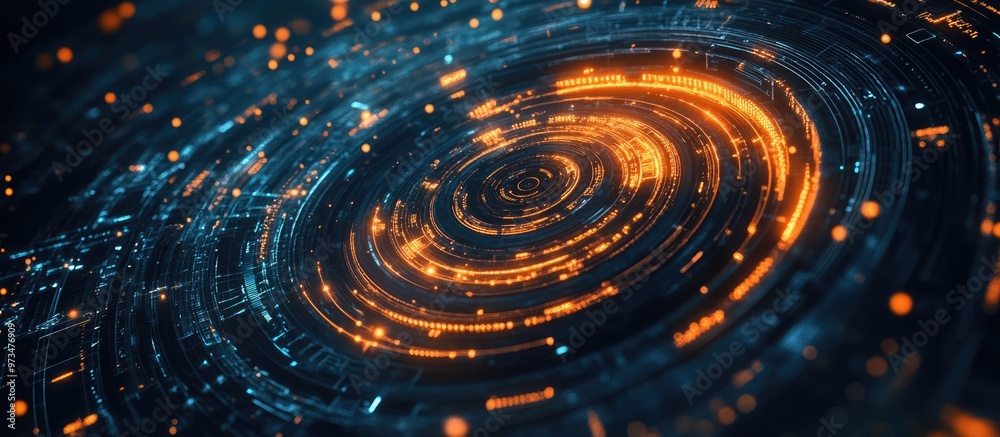 Aufkleber abstract 3d illustration depicting circular pathways and orbital motion featuring themes of wireless