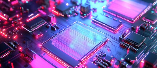 Fototapeta premium Next generation computing technology illustrated through a 3D render showcasing the capabilities of chip computing power