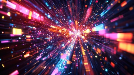 Fototapeta premium 3D rendering of a vibrant and dazzling video wall