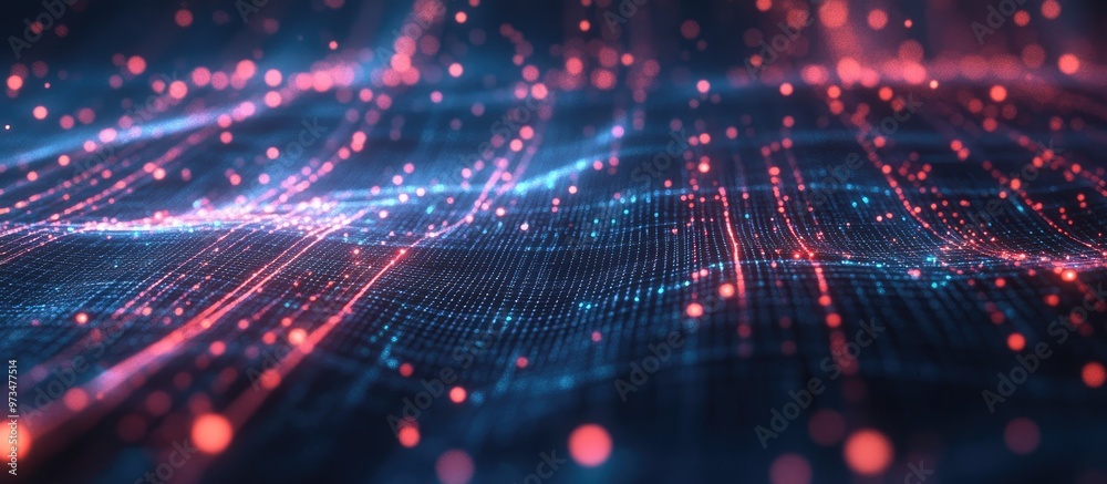 Aufkleber Innovative data matrix simulation interface featuring a modern digital environment with a dynamic and engaging display of interconnected data network systems