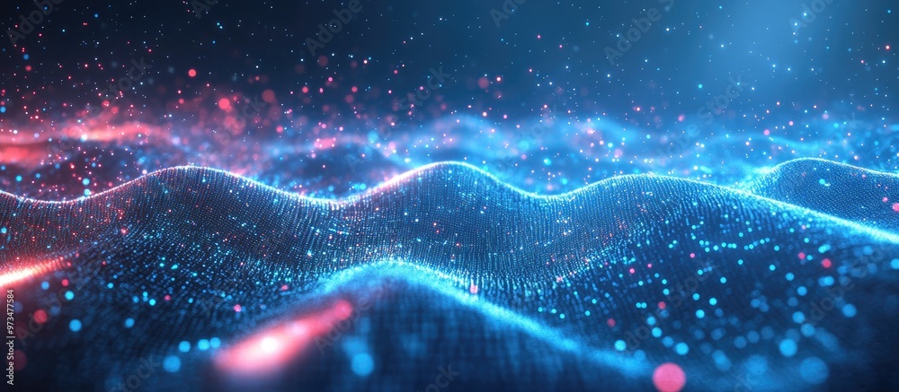 Aufkleber concept of data analysis depicted through an abstract digital blue background visualization of big d