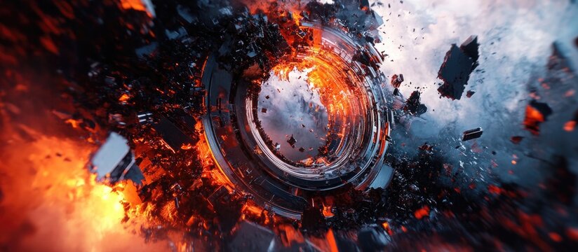 Broken Mechanism a captivating image depicting an otherworldly conflict ideal for a book or music CD cover design