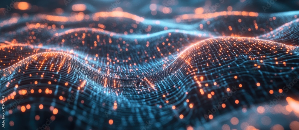 Poster abstract representation of artificial intelligence showcasing technological themes in a virtual envi